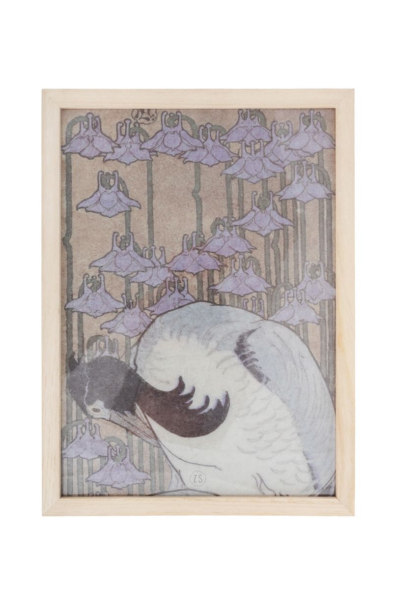A4 poster in houten wissellijst kraanvogel