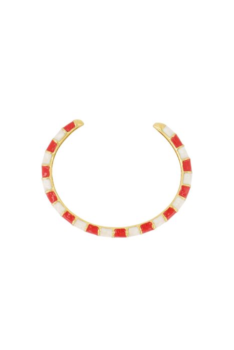 Zusss armband bangle streep wit/rood