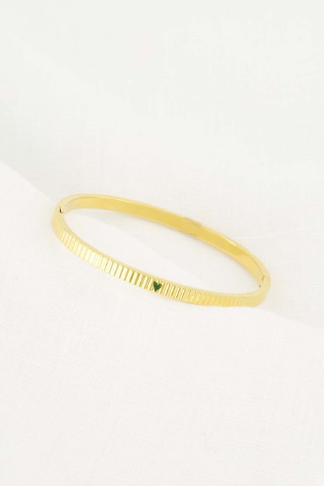 Zusss bangle armband met hartje donkergroen