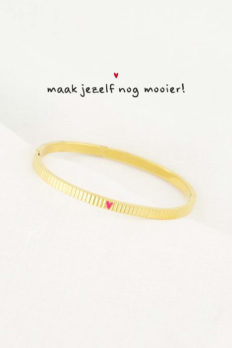 Zusss bangle armband met hartje roze rood