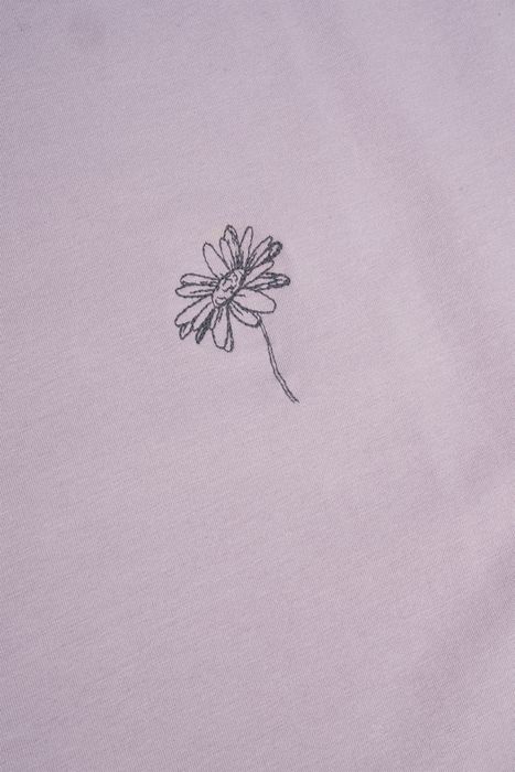 Zusss basic t-shirt met ronde hals bloemetje lila