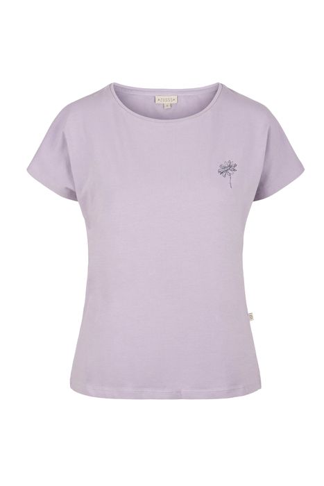 Zusss basic t-shirt met ronde hals bloemetje lila