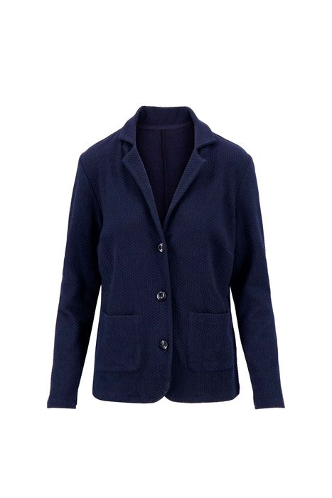 Zusss blazer van stretch structuur donkerblauw