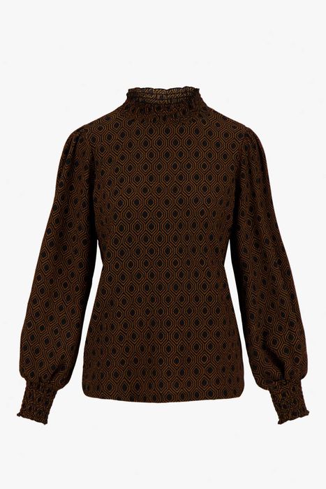 Zusss col met blockprint zwart/camel