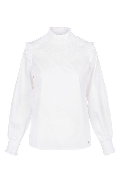 Zusss blouse met gesmokte details wit
