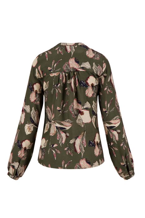 Zusss blouse met iris bloemen print donkergroen