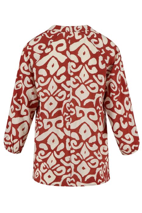Zusss blouse ornament print cacaobruin/zand