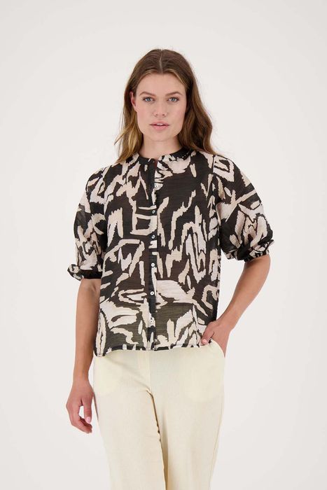 Zusss blouse pofmouw met print multikleur