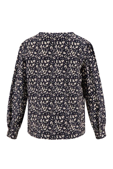 Zusss boothals top met blaadjesprint donkerblauw