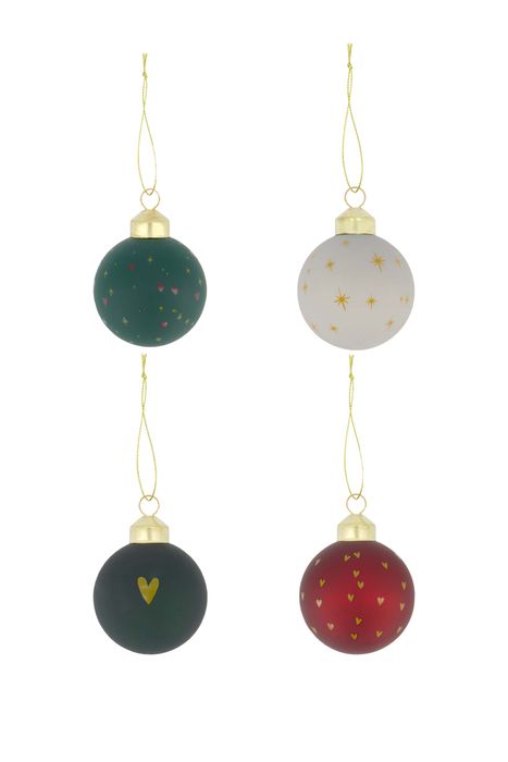 Zusss doosje met 4 kerstballen Ø6cm glas multicolor