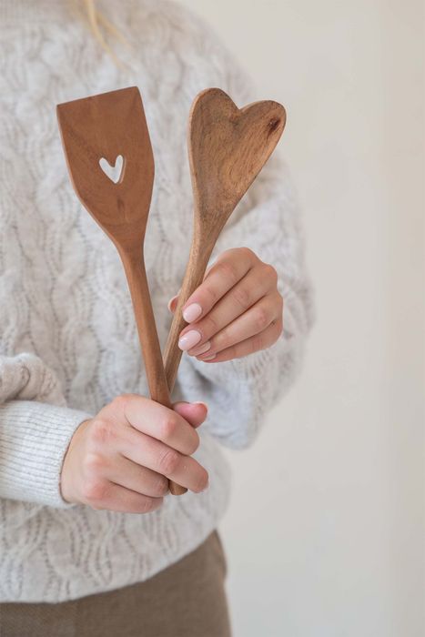 Zusss houten spatel hartje donkerbruin