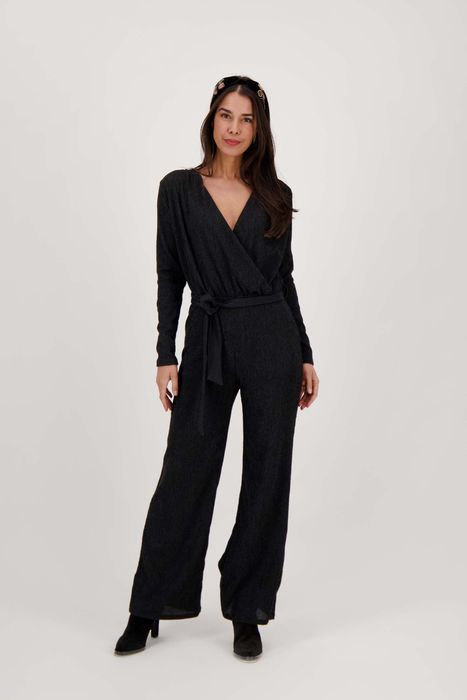 Zusss jumpsuit van crinkle stof antracietgrijs