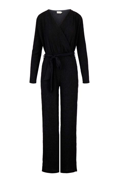 Zusss jumpsuit van crinkle stof zwart