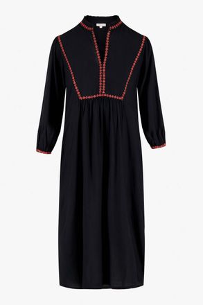jurk met borduursels zwart/kortaalroze