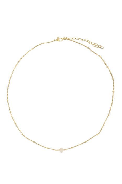 Zusss ketting met bloemsteentje creme/goud