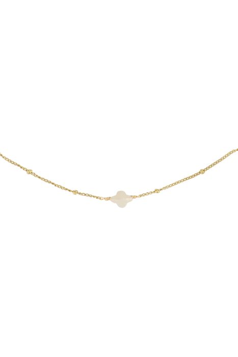 Zusss ketting met bloemsteentje creme/goud