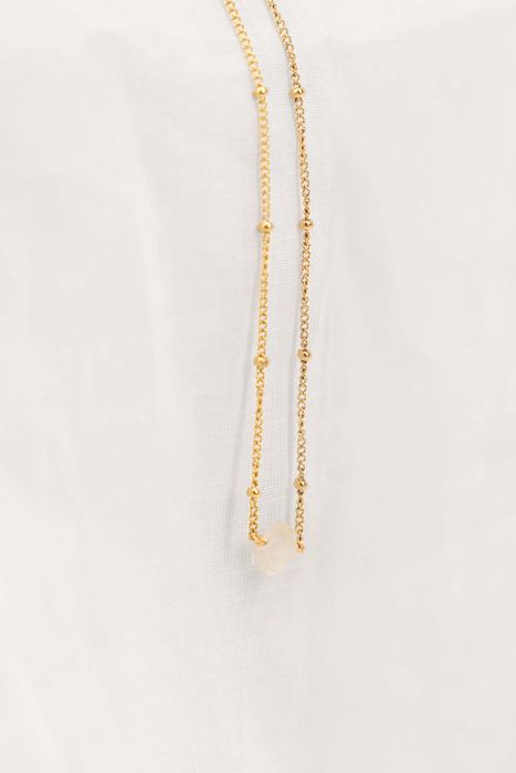 Zusss ketting met bloemsteentje creme/goud