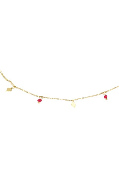 Zusss ketting met klavertjes roze rood