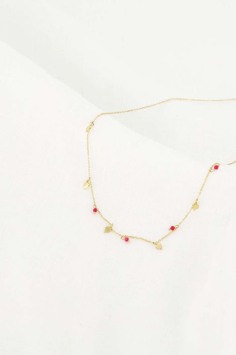 Zusss ketting met klavertjes roze rood