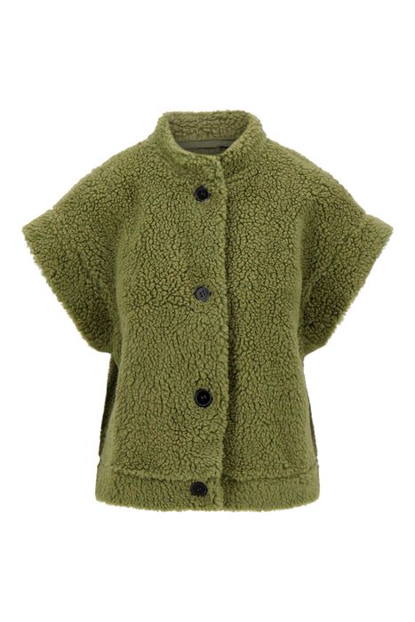 Zusss korte teddy gilet grijsgroen