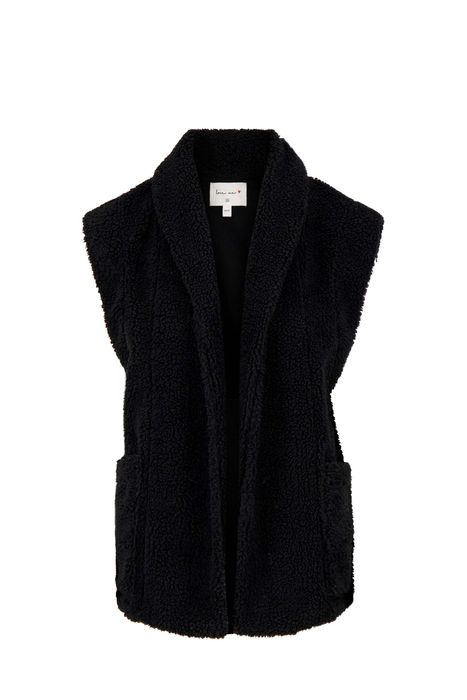 Zusss lang teddy gilet met zakken zwart