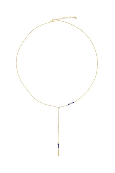 Zusss lange ketting met veertje goud/kobalt