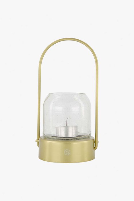 Zusss lantaarn met bubbelglas Ø11x19cm goud
