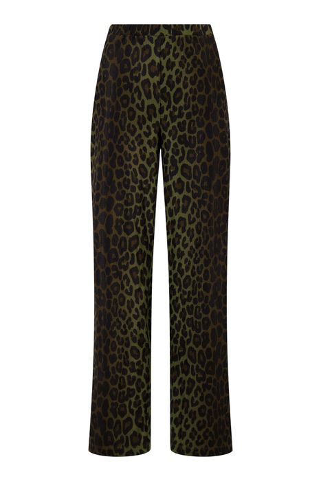 Zusss leopard broek crincle grijsgroen / zwart