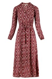 Zusss maxi jurk met ikat print zand/roodbruin