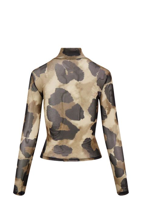 Zusss mesh top met print zwart / ecru