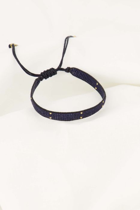 Zusss miyuki armbandje stipje donkerblauw/goud