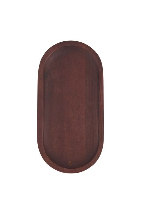 Zusss ovalen stylingbord hout 30x15x4cm walnootbruin