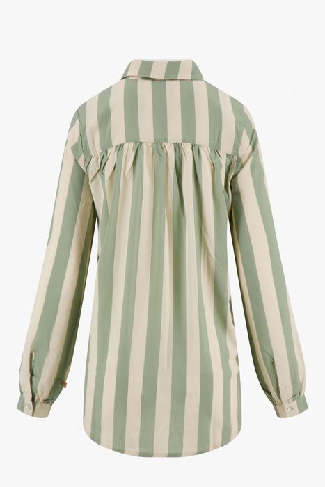 Zusss oversized blouse met streep saliegroen/ecru