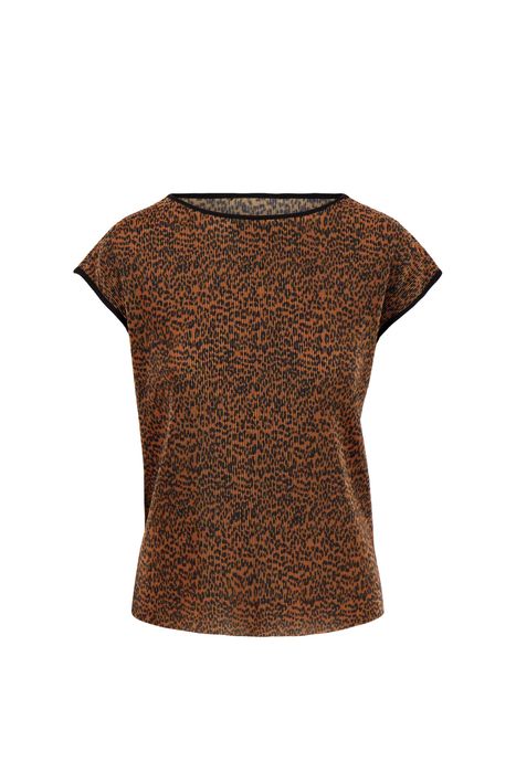 Zusss plisse top met panterprint camel