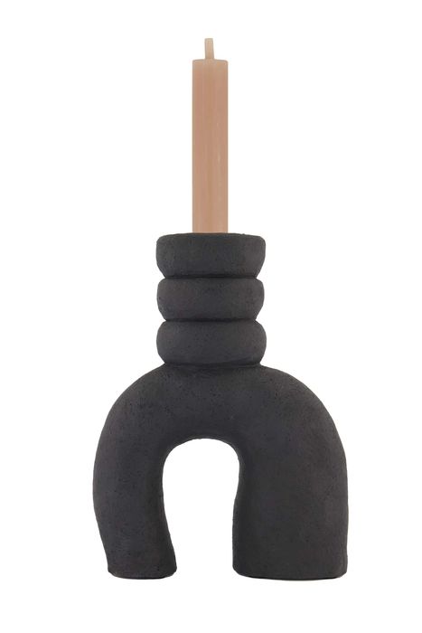Zusss polystone kandelaar ornament 28cm zwart