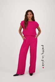 Satijnen twill broek roze rood