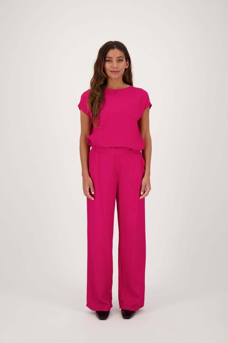 Zusss satijnen twill top met boothals roze rood