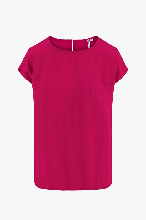 Zusss satijnen twill top met boothals roze rood