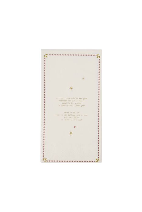 Zusss servetten gedicht/mistletoe 11x20cm wit