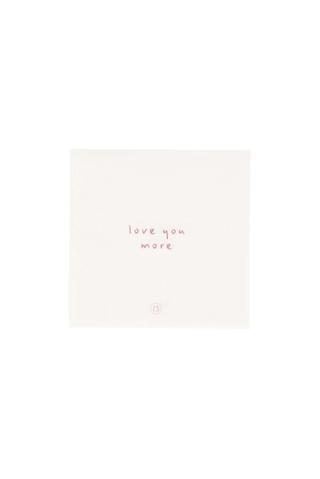 Zusss servetten love you more 12,5x12,5cm off white/rood