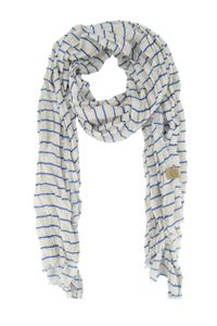 sjaal gestreept zand/kobaltblauw
