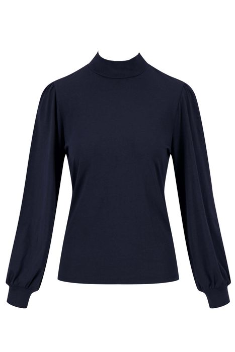 Zusss top met lange mouwen en col donkerblauw