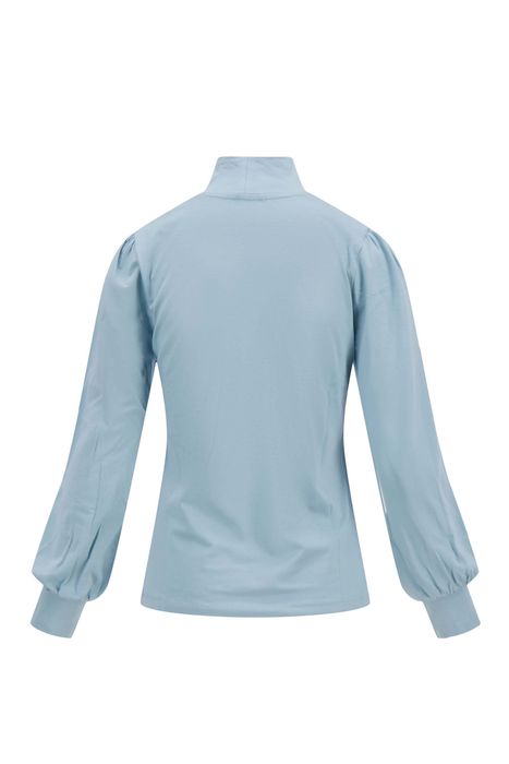 Zusss top met lange mouwen en col vergrijsd blauw