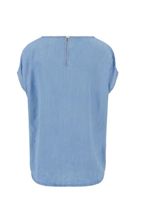 Zusss top tencel korte mouw lichte denim