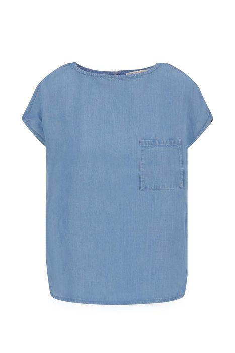 Zusss top tencel korte mouw lichte denim