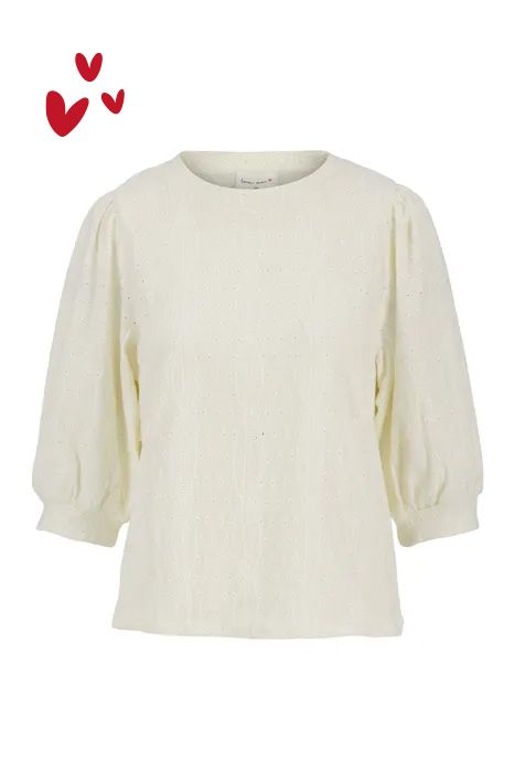 Zusss top van broderie korte mouw off-white