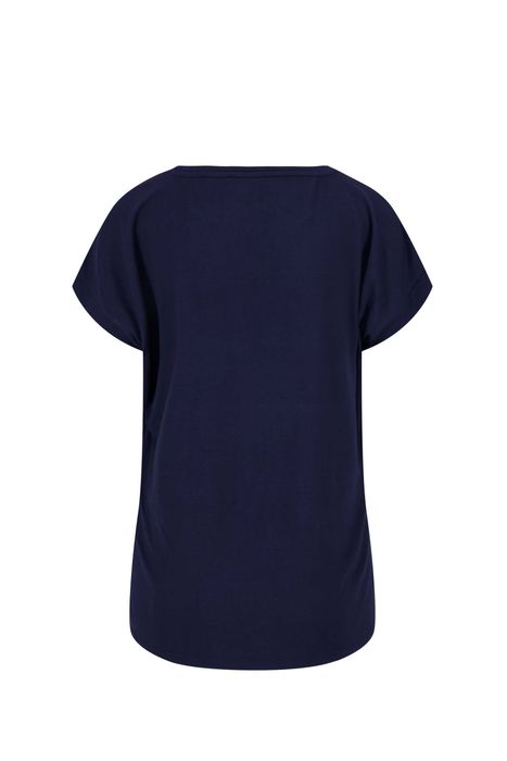 Zusss top van materiaal mix donkerblauw