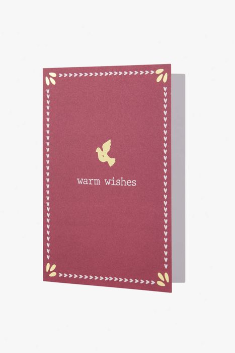 Zusss wenskaart met gouden envelop warm wishes donkerrood